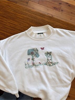 Vintage Cat embroidered Sweater